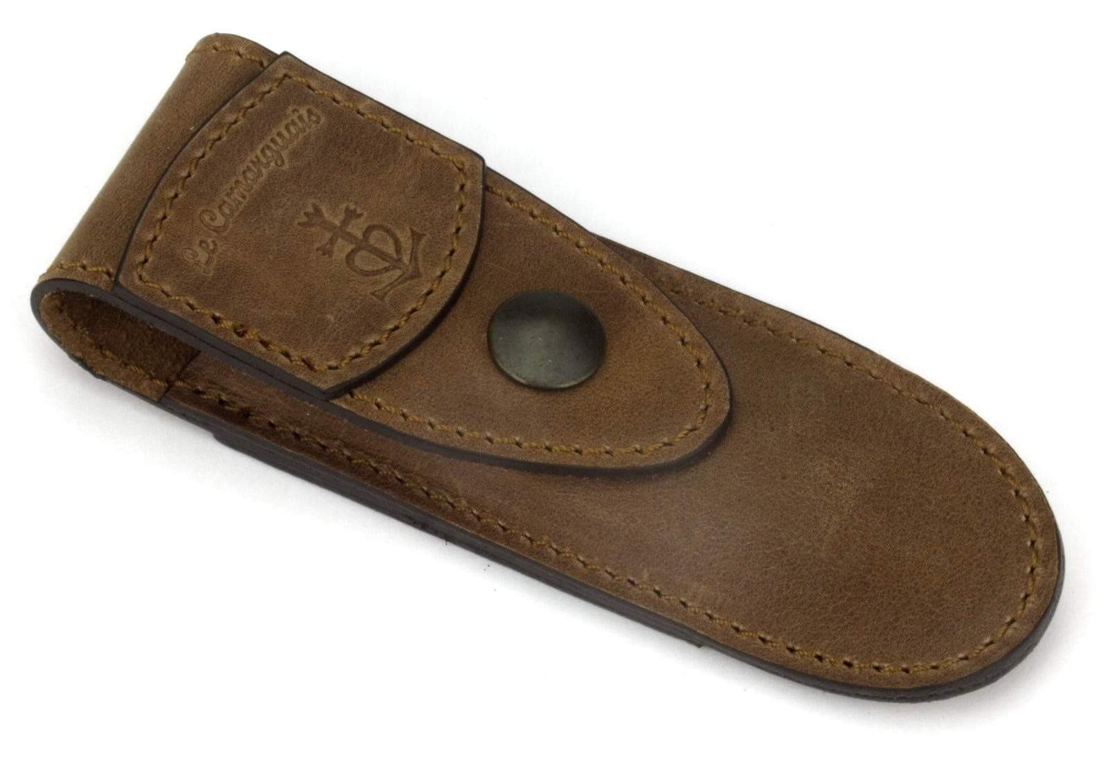 Le Camarguais Brown Leather Belt Pocket - French Knife case - Quality Sheath