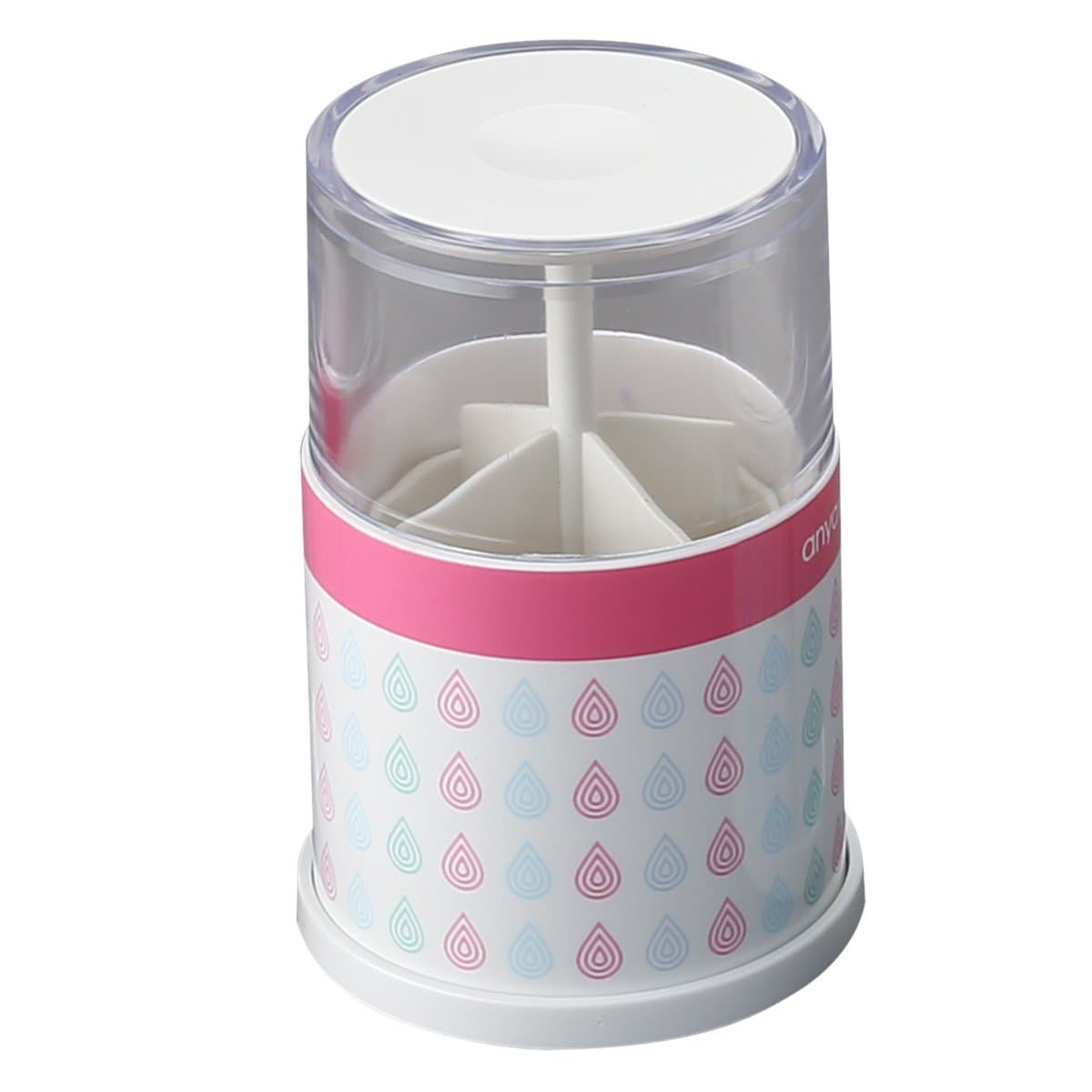 Auto Cotton Swab Holder, Press to use, (Bottle Only, Cotton Swab NOT Included) (Pink Water Drop)