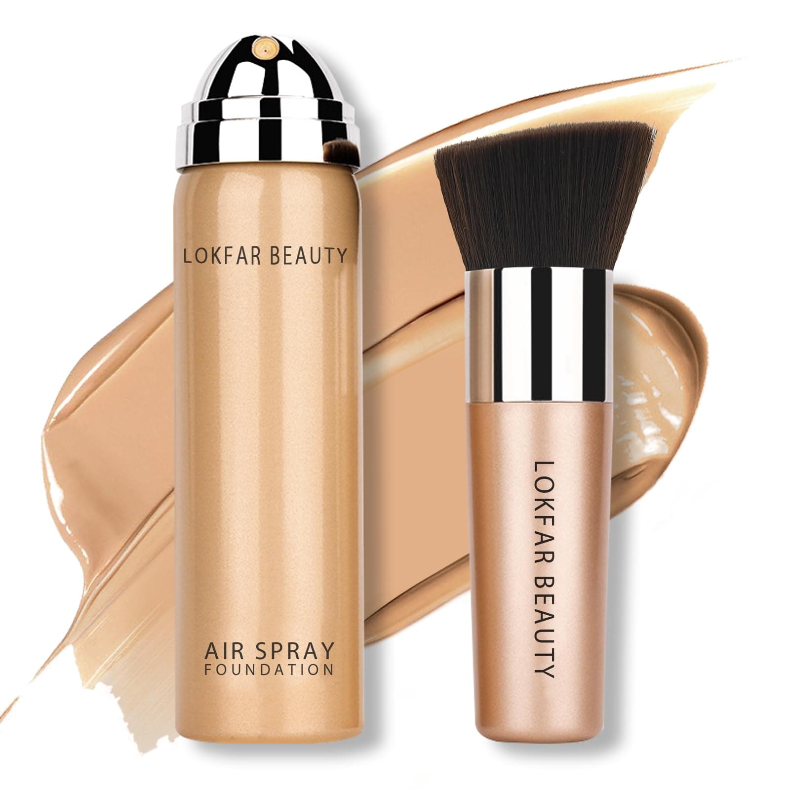 AirBrush Foundation Spray, Silky Mist Spray Makeup Kit with Brush, Full Coverage Foundation for Smooth Radiant Finish, Formula Breathable Lightweight Hydrating | #04 Buff Beige