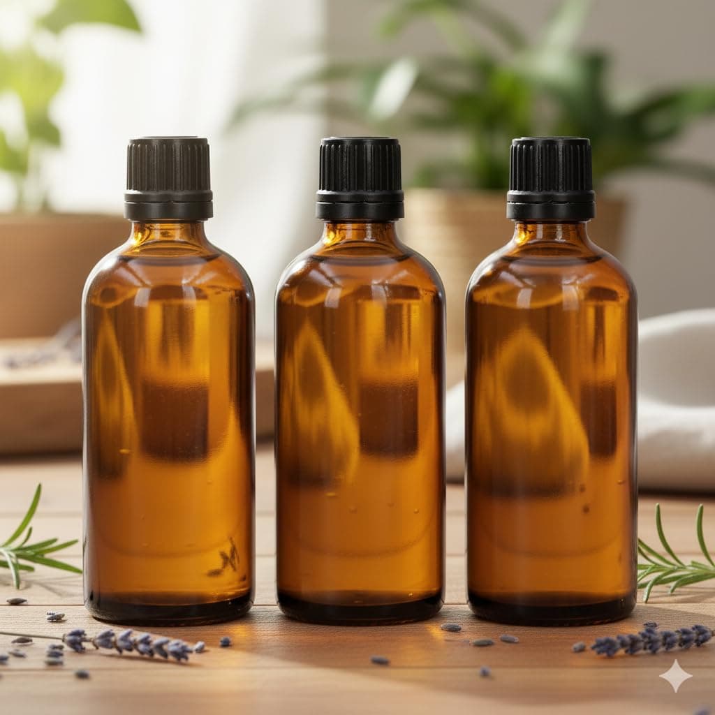 - Mkd2 Rise Empty Amber Glass Bottle 100ml, Set of 3 with Leak Proof Euro Dropper Black Cap. Ideal to Store Essential Oils, Fragrances, Medicines, DIY Perfumes, Homeopathy & Refillable