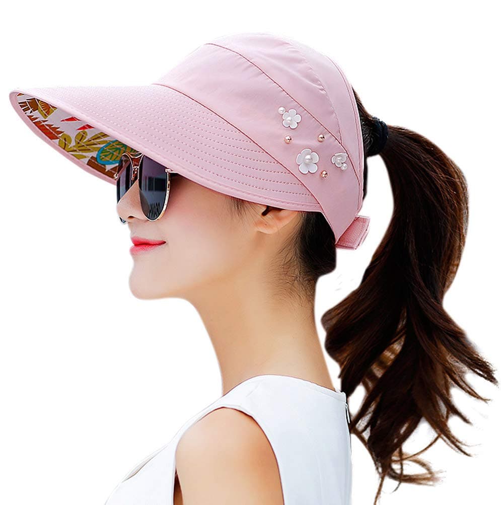 HINDAWISun Hats for Women Wide Brim Sun Hat UV Protection Caps Floppy Beach Packable Visor