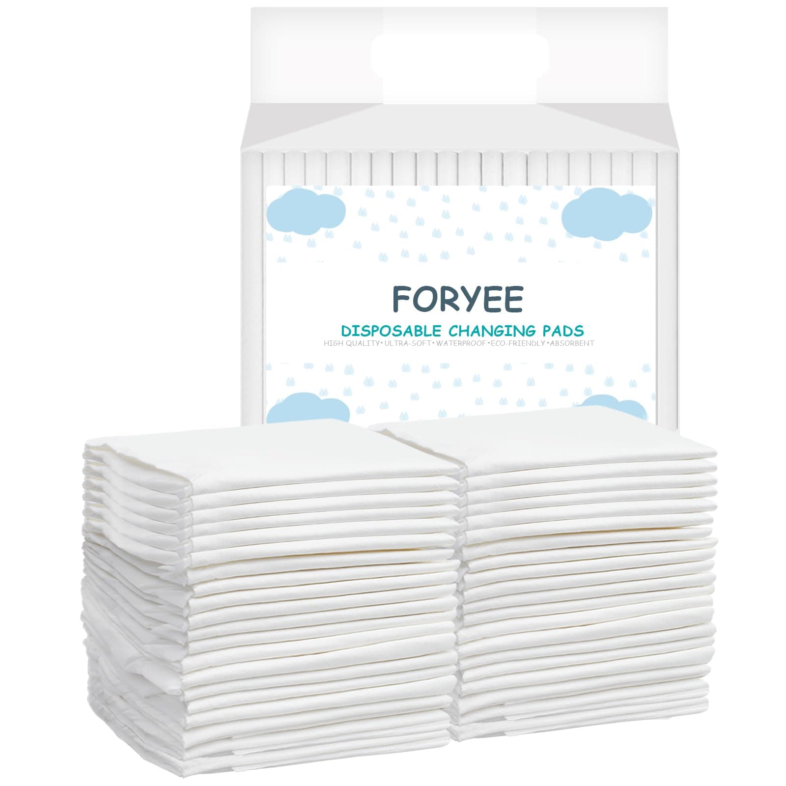 FORYEE Disposable Underpads 23 x 23 Inches Incontinence Bed Pads with High Absorbent and Leak-Proof Design 40 Count White