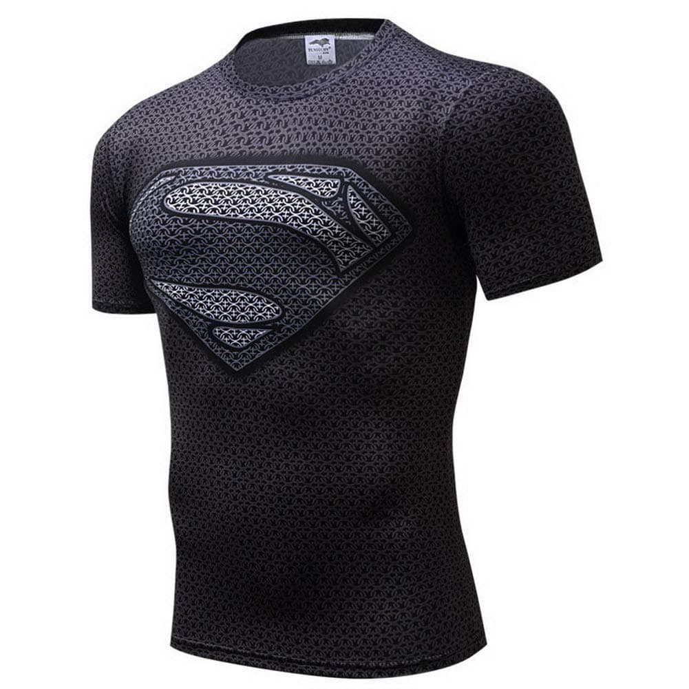 Justice League Men Compression T-Shirt Superman Tops Fitness