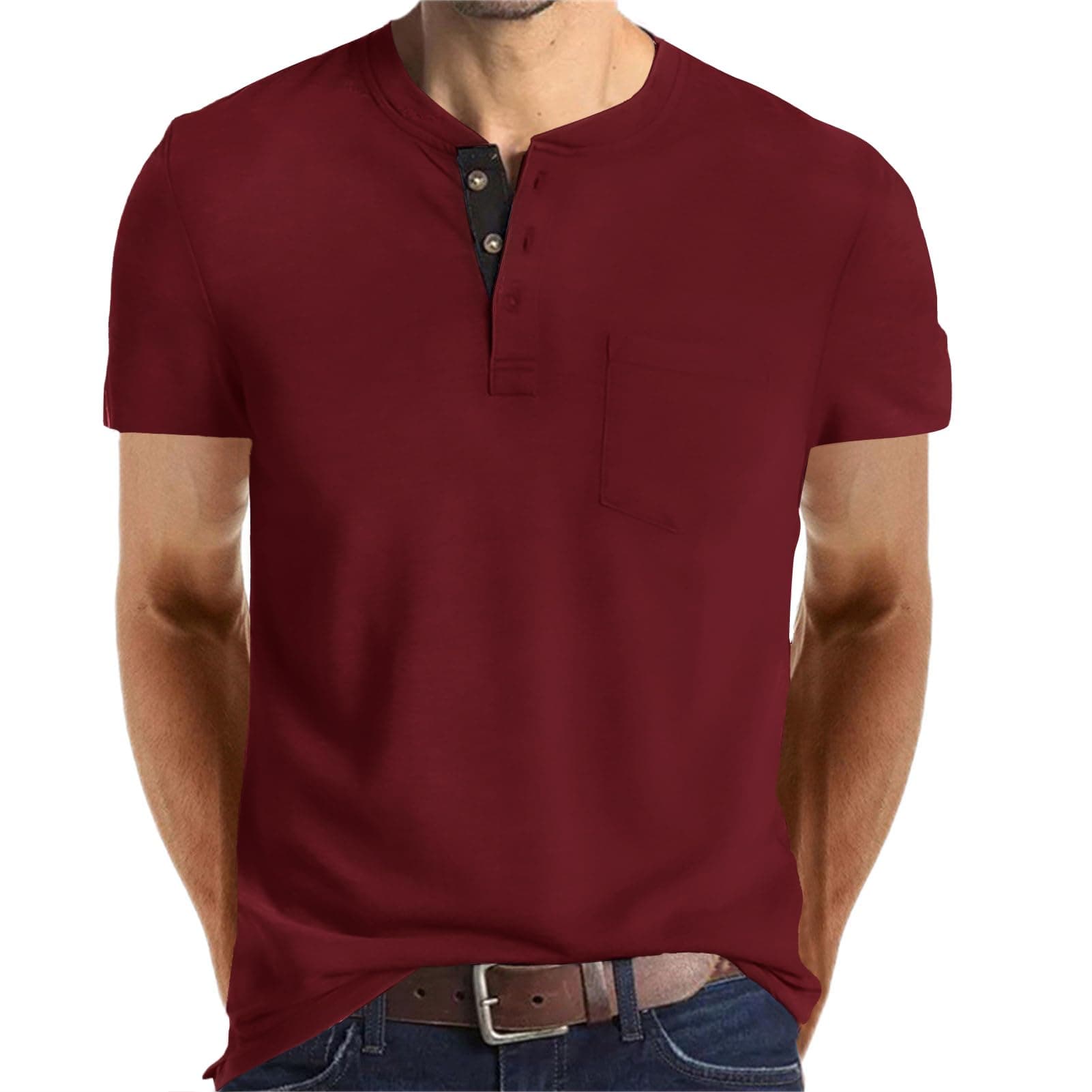 Lexiart Mens Fashion Henley Shirts Long Sleeve Button Cotton T-Shirt with Pocket