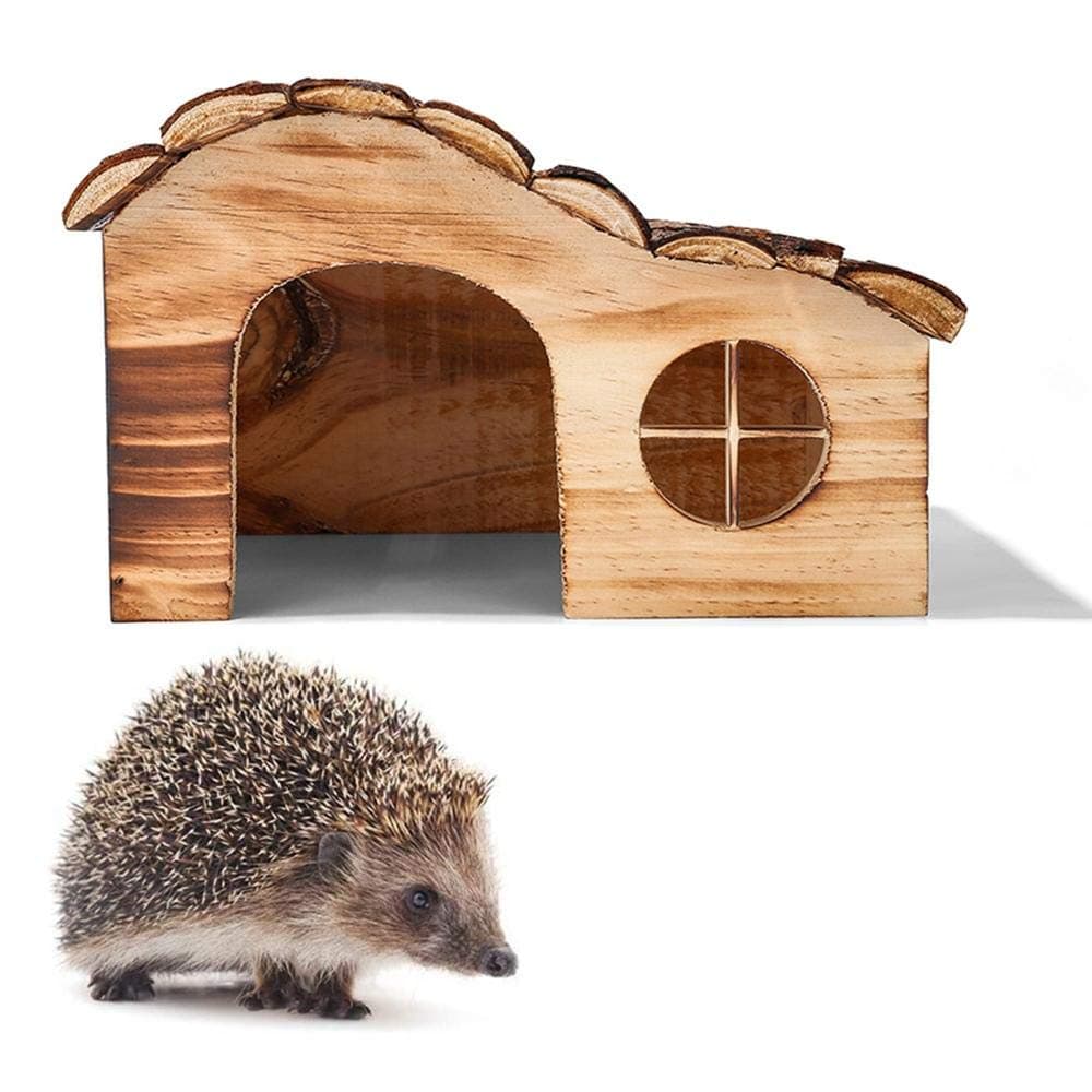 Hedgehog Houses for Garden Waterproof, Wooden Waves Shelter Box Hedgehog Feeding Station Hibernation Shelter Summer Winter Dormitory Small Animal House Hedgehog Box Outdoor Protection