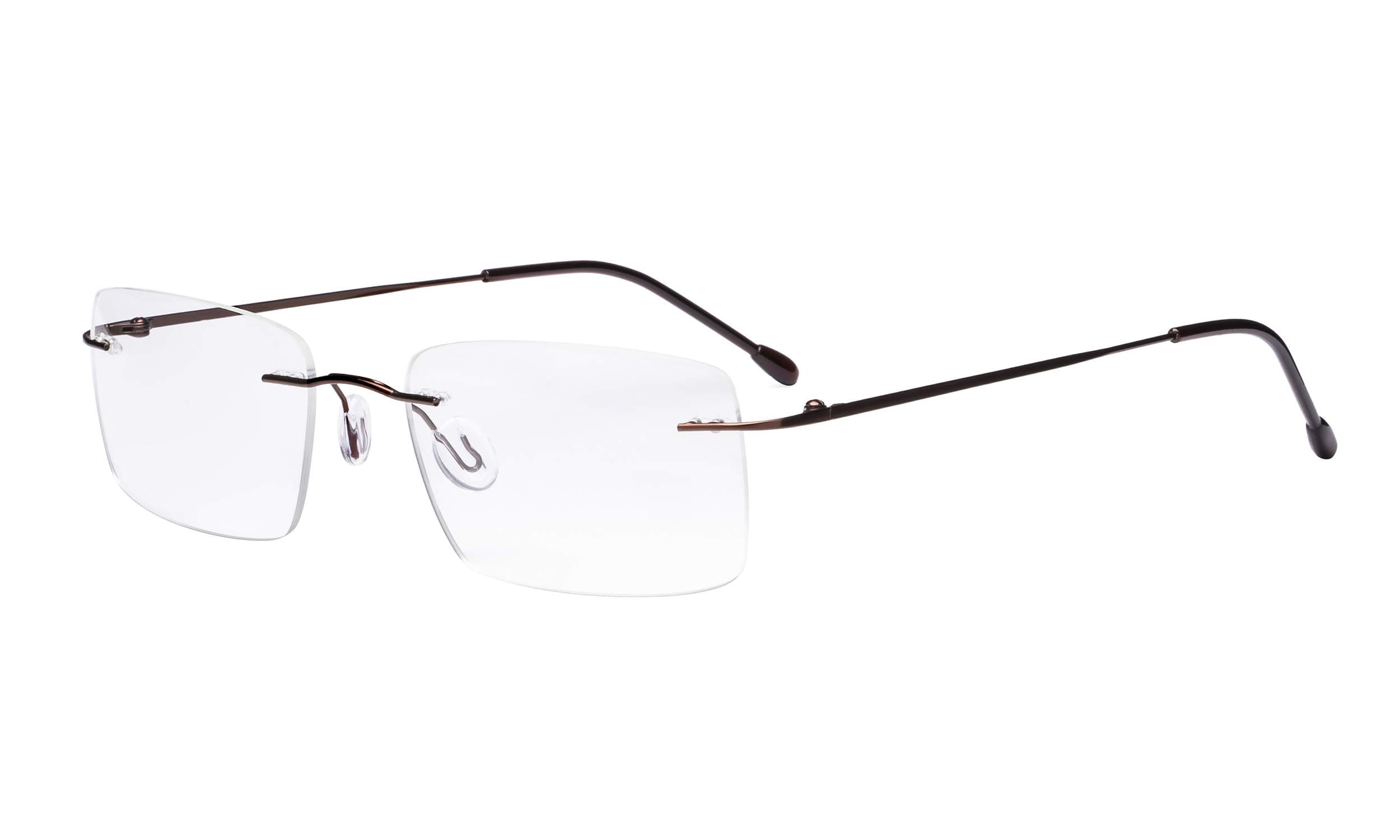 Eyekepper Frameless Reading Glasses for Men Reading - Rectangle Rimless Reader Eyeglasses Brown +0.50