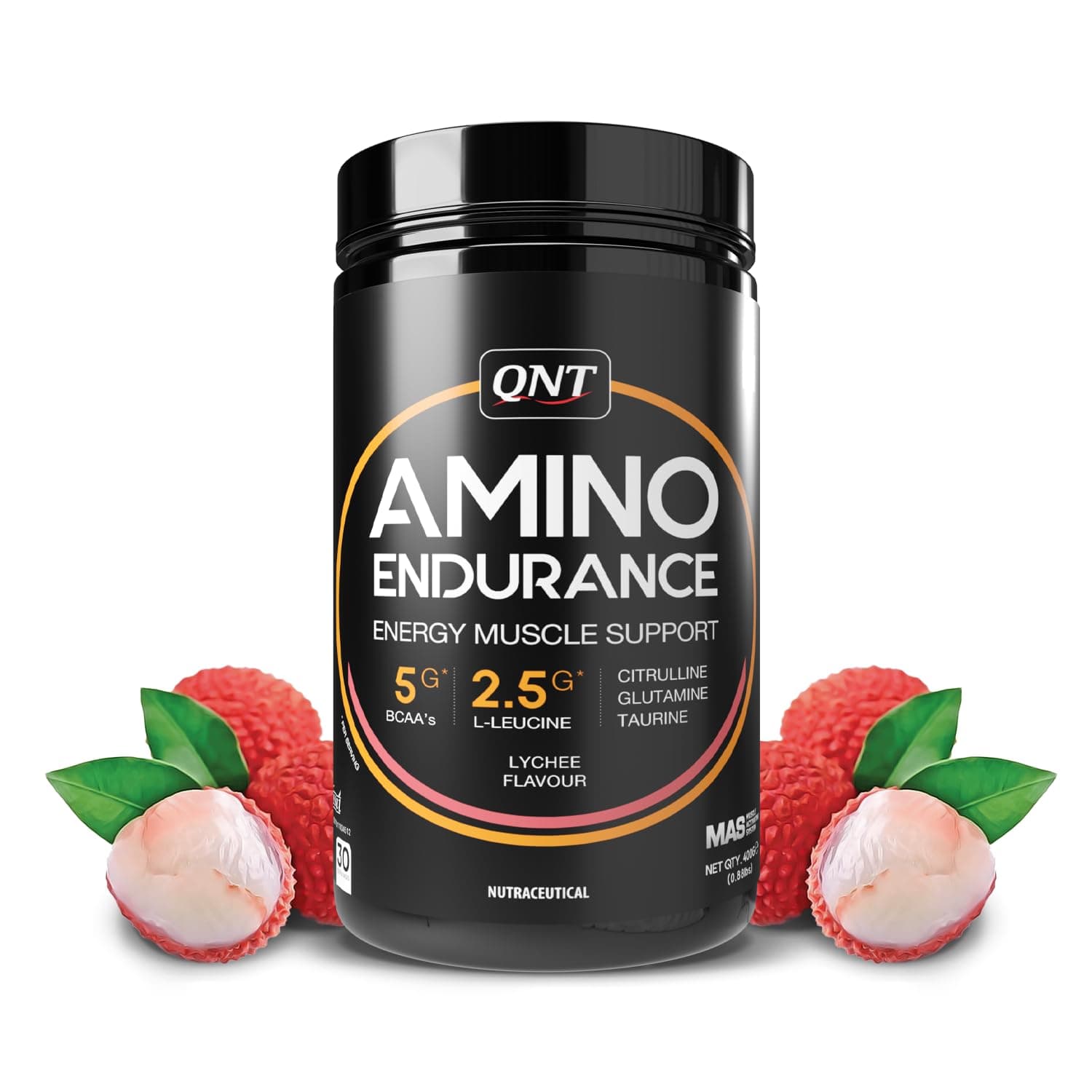 Amino Endurance | 400g, Lychee Flavor | 5g BCAA + 2500mg Glutamine | Supports Muscle Growth & Recovery | L-Taurine 1000mg | Pre & Post Workout Supplement