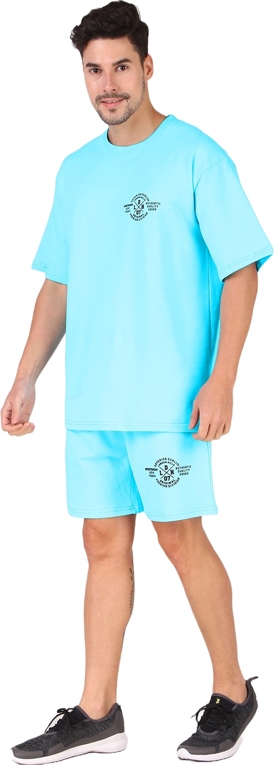 London HillsCotton Blend Casual Crew Neck Co-ord Set for Men Printed Casual Sleepwear & Loungewear Set & Nightsuit Set for Men