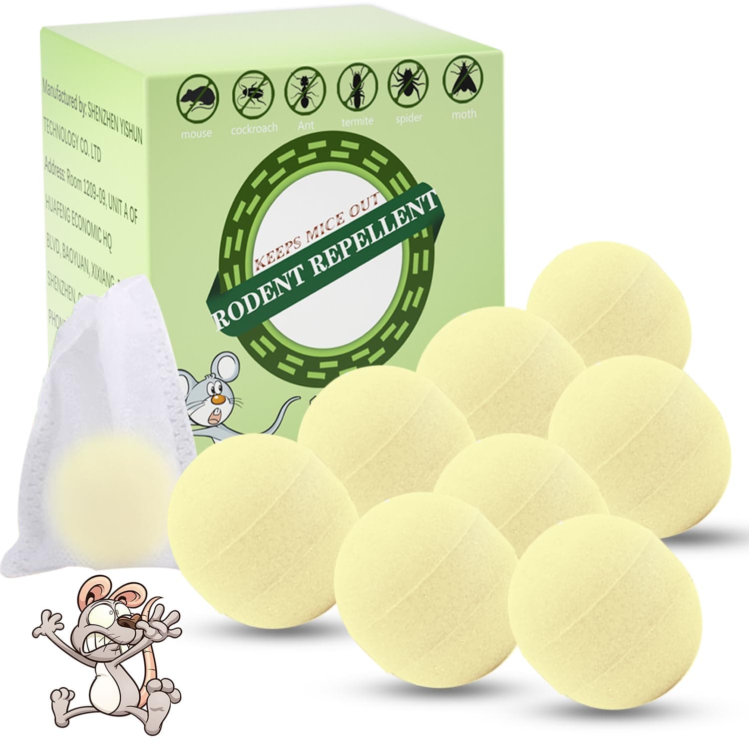 Moth Balls, Rodent Repellent Mouse Repellent Outdoor, Moth Balls for Rodents Outdoor Mice Repellent Moth Balls Peppermint Oil to Repel Mice and Rats, Mouse Repellant Rat Deterrent 8 Packs