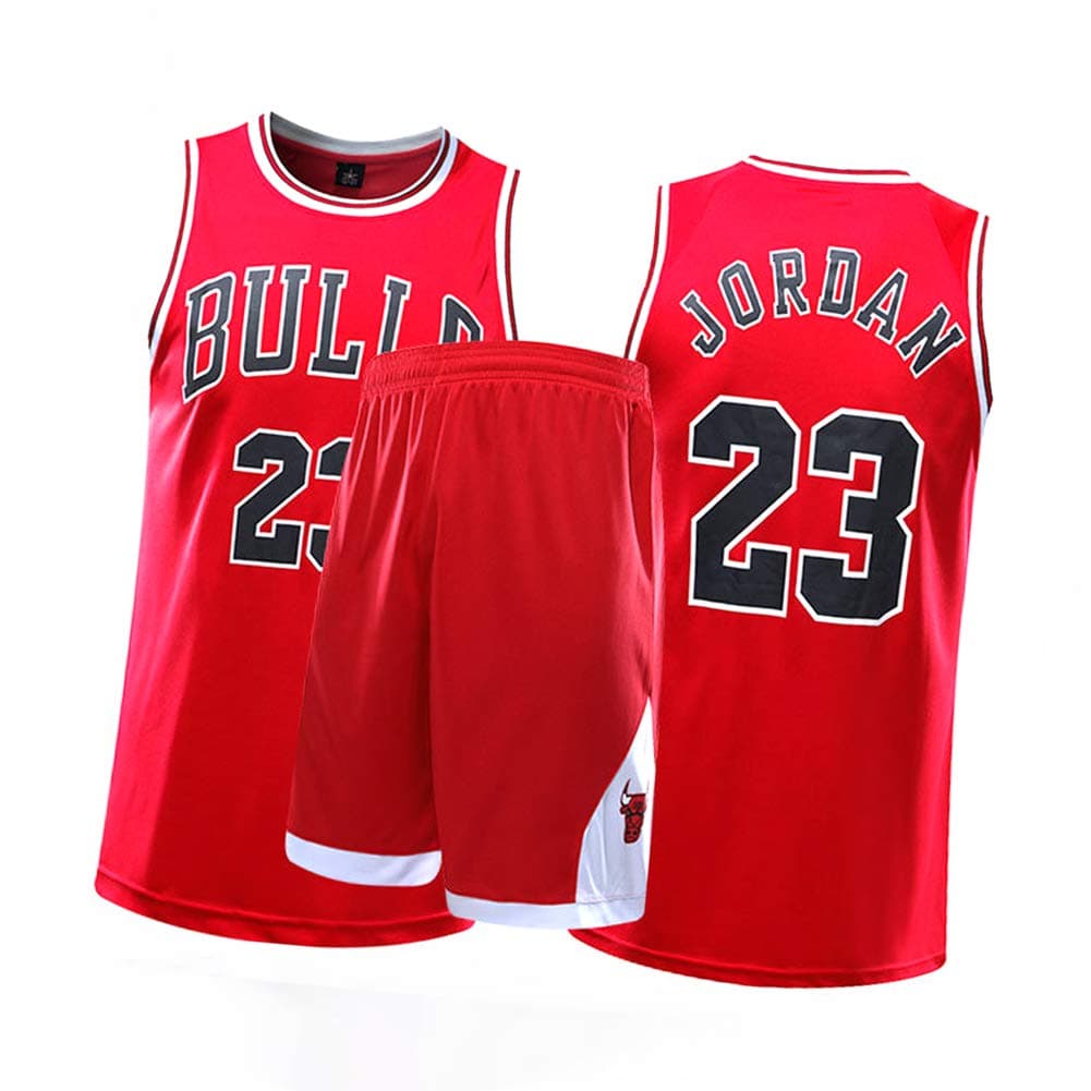 CXMY Jordan Men Women Kids Basketball Jerseys Suits, Bulls 23# Sports Clothing Sets, Unisex Retro Basketball Swingman Sportswear Breathable Comfort-Red-5XL