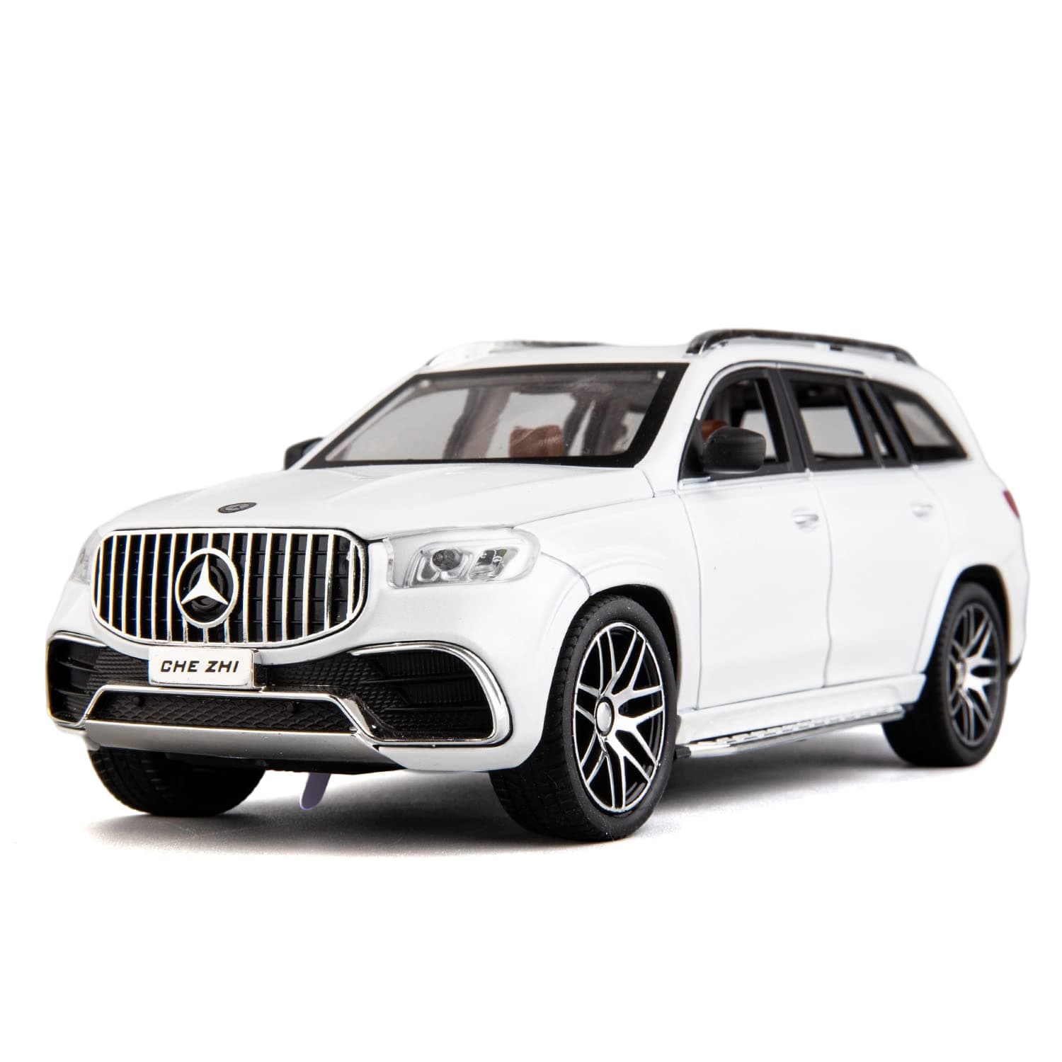 1/24 Benz GLS63 AMG Model Car,Zinc Alloy Diecast Toy Car Pull Back with Light and Sound Toy Vehicle Door Can Be Opened (White)