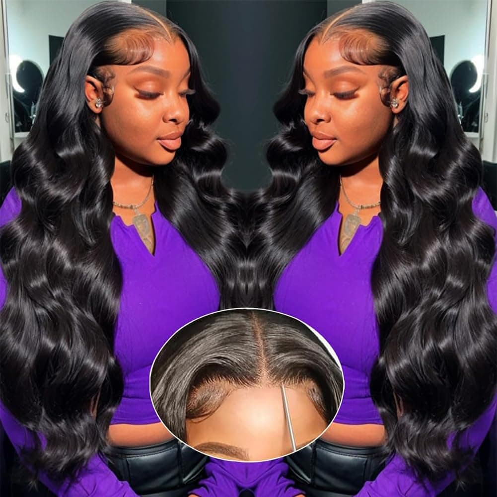 28 Inch 5x5 HD Lace Closure Wigs Human Hair Wear and Go Glueless Wigs Human Hair Pre Plucked Pre Cut 180% Density Body Wave Lace Front Wigs Human Hair for Women