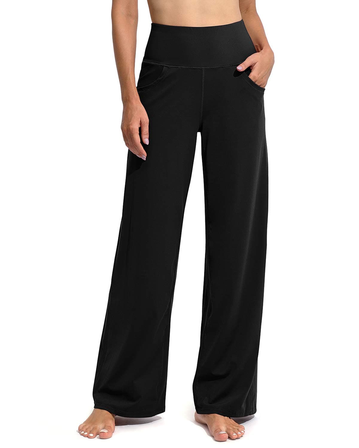 Wide Leg Pants Woman Yoga Pants with Pockets Stretch Loose Casual Lounge Sweatpants Petite/Regular/Tall