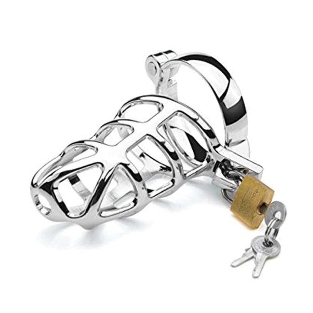 Poison Pear Men's Metal Stainless Steel Device Lock cage Lock Buckle cage (3 Rings)