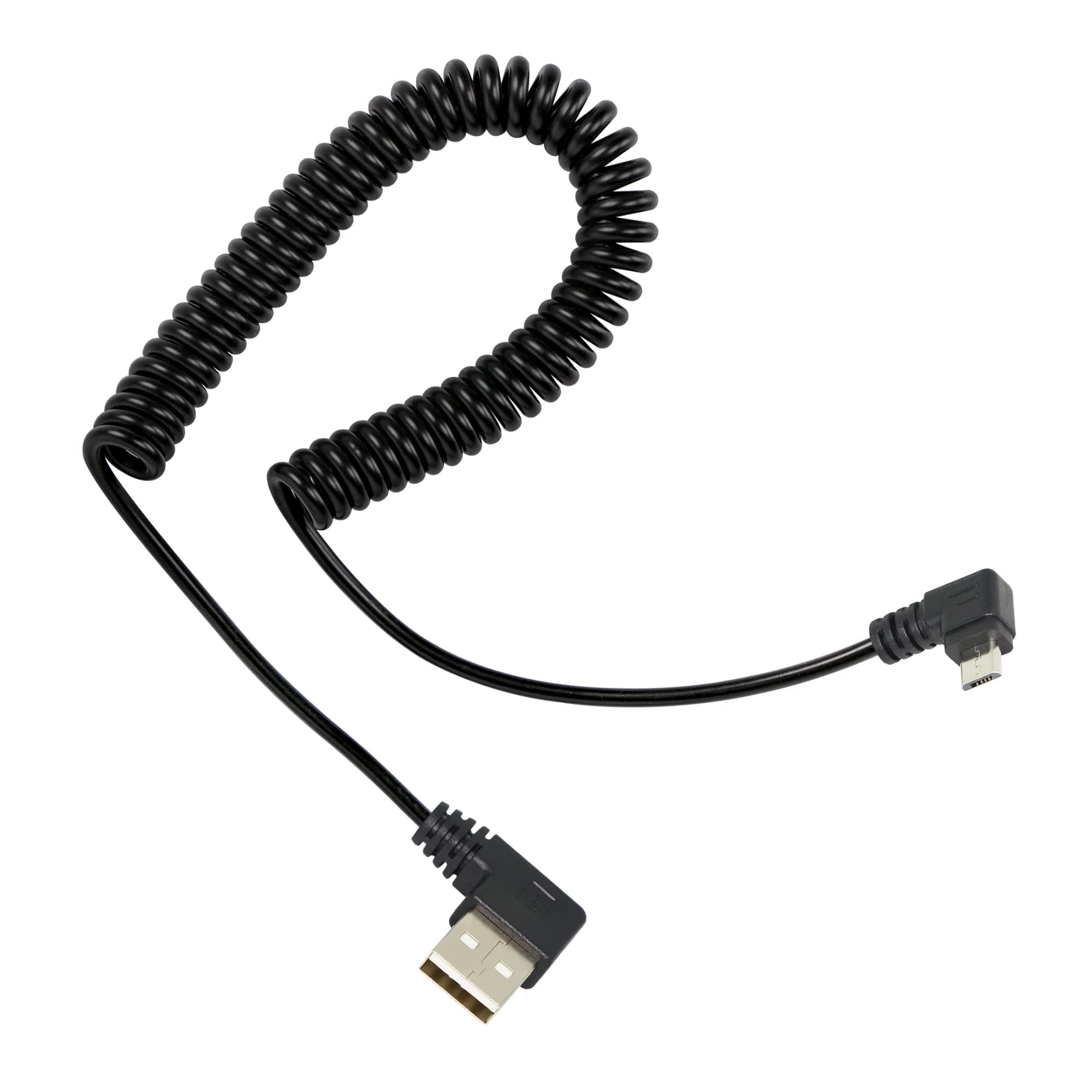 RIIEYOCA Coiled Cable, Left Angle Micro USB Male to Right Angle A Male Sync & Charging Spring Spiral Cord (1.47ft to 3.94ft)