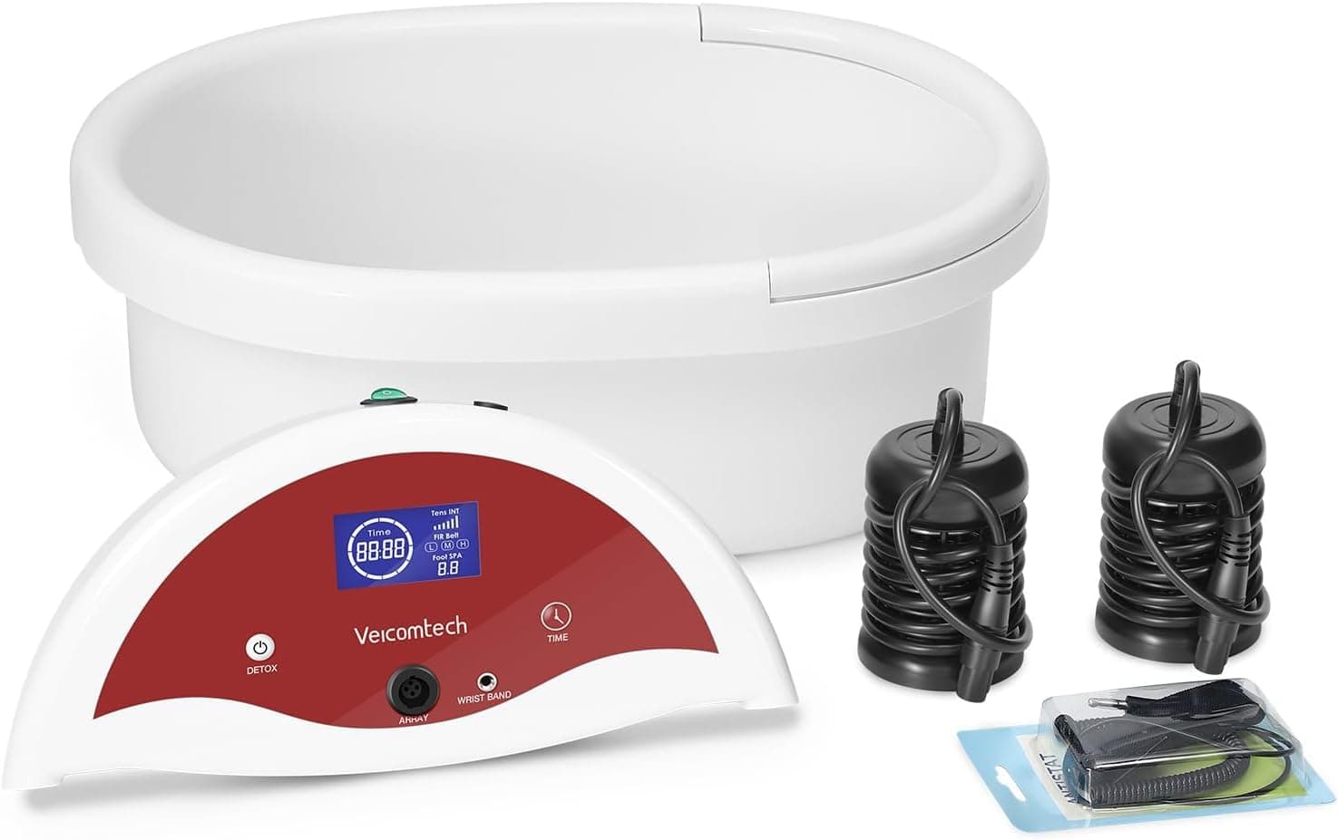 [2023 Upgrade] Ionic Foot Bath Detox Machine, Foot Detox Machine, Ionic Foot Spa Kit with 10 Ginger Tablets 2 Arrays 25 Tub Liners for Home use or Salon