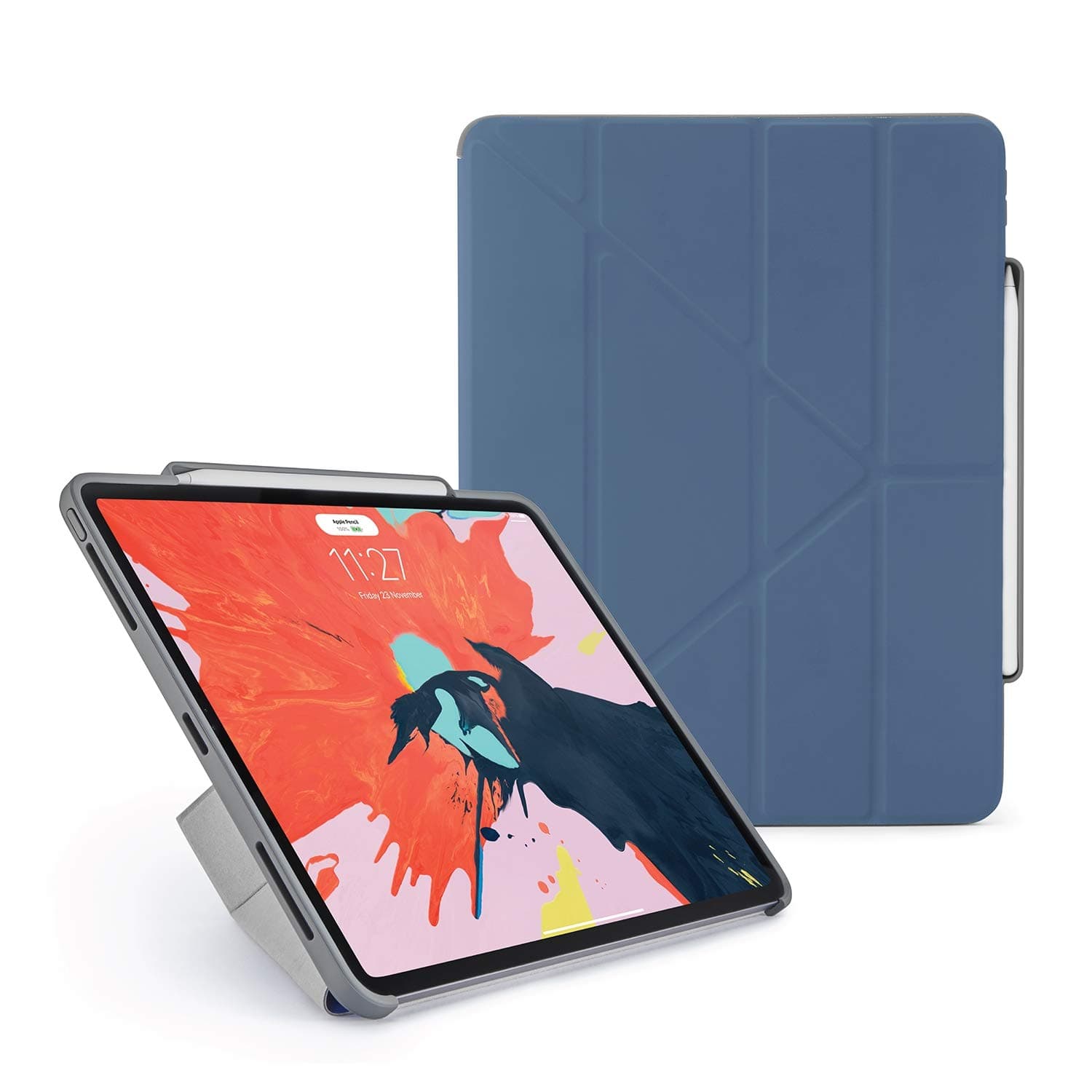 Pipetto Origami Pencil iPad Case 9.7 inch (2017/2018) Fits 5th / 6th Gen & Air 1 | Shockproof TPU | 5 in 1 stand positions | Apple pencil 2 storage sync charge - Purple