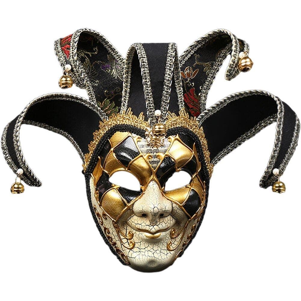 Venetian Masquerade Mask Full Face Jester Mask Carnival Costume Cosplay Dress Up Accessory for Men Performance Party