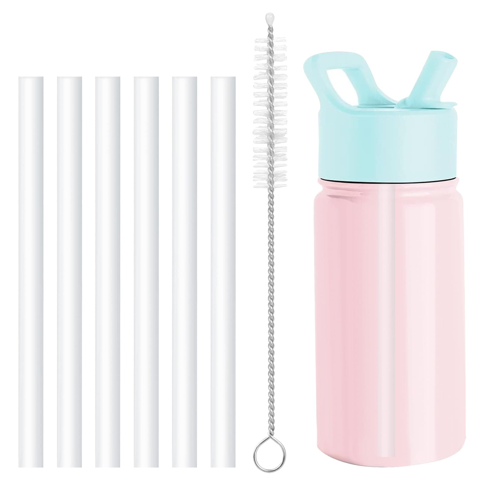 Replacement Straws Compatible with Simple Modern Kids Water Bottle 14oz-6Pack BPA-Free Straws and 1 Pack Brush