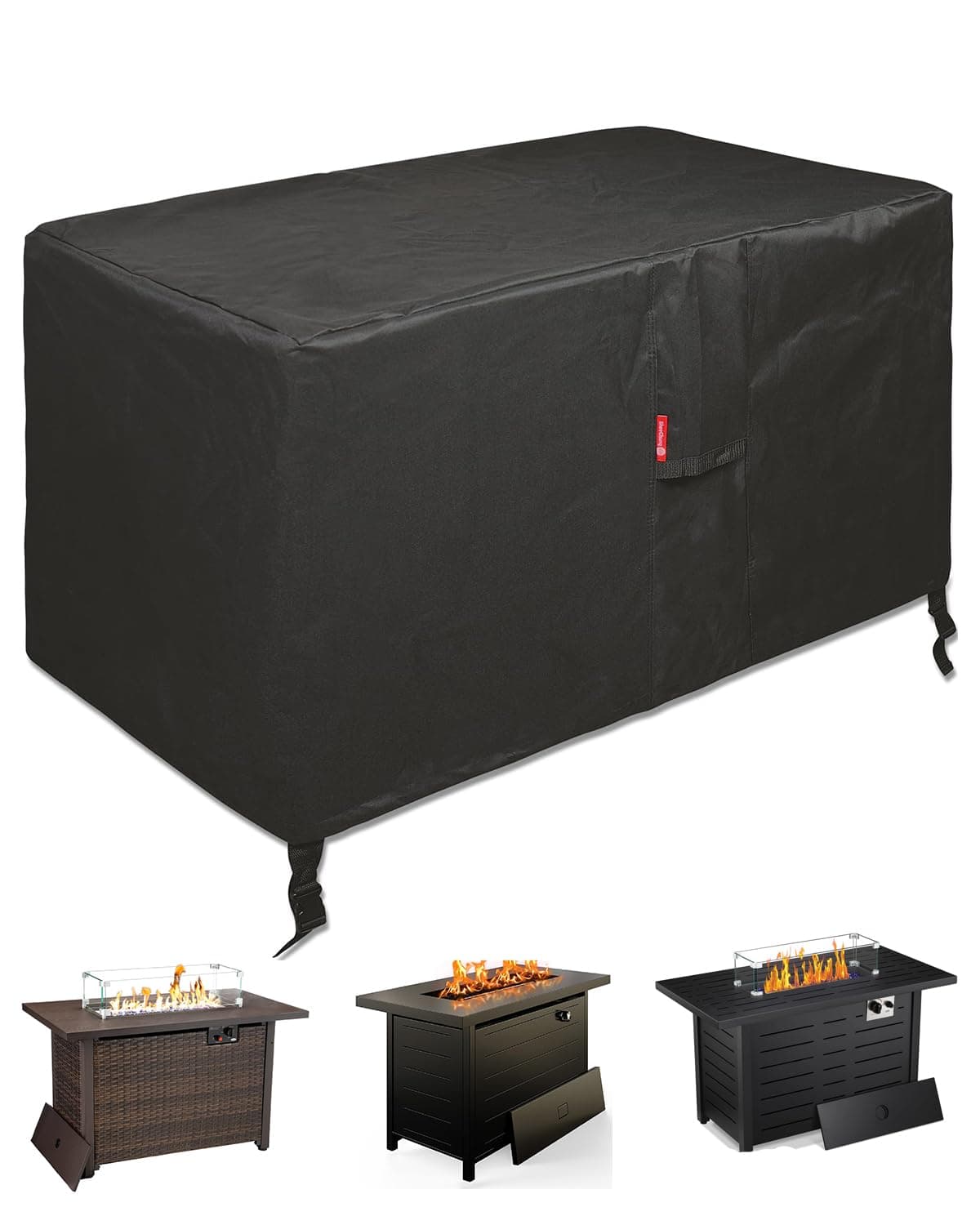 SheeChung Rectangular Fire Pit Cover Fits 40-44 Inch Fire Table-Waterproof Anti-UV 600D Heavy Duty Outdoor Cover for Patio Table Furniture Gas Firepit Deck Box Protector/Storage Cover(44"x28"x25")