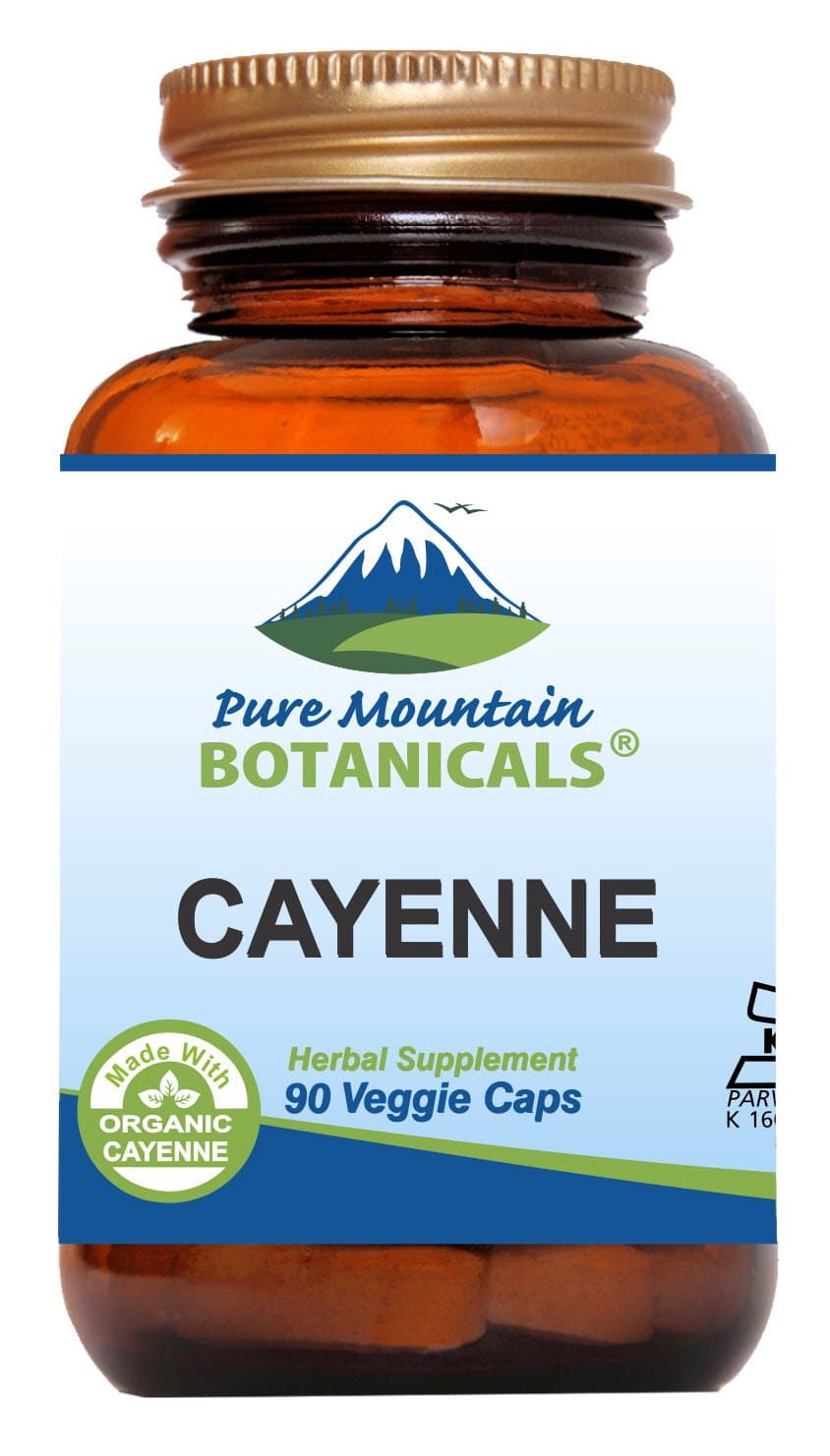 Pure Mountain Botanicals Cayenne Pepper Capsules - 90 Kosher Vegan Caps with 500mg Organic Cayenne Pepper with Capsaicin