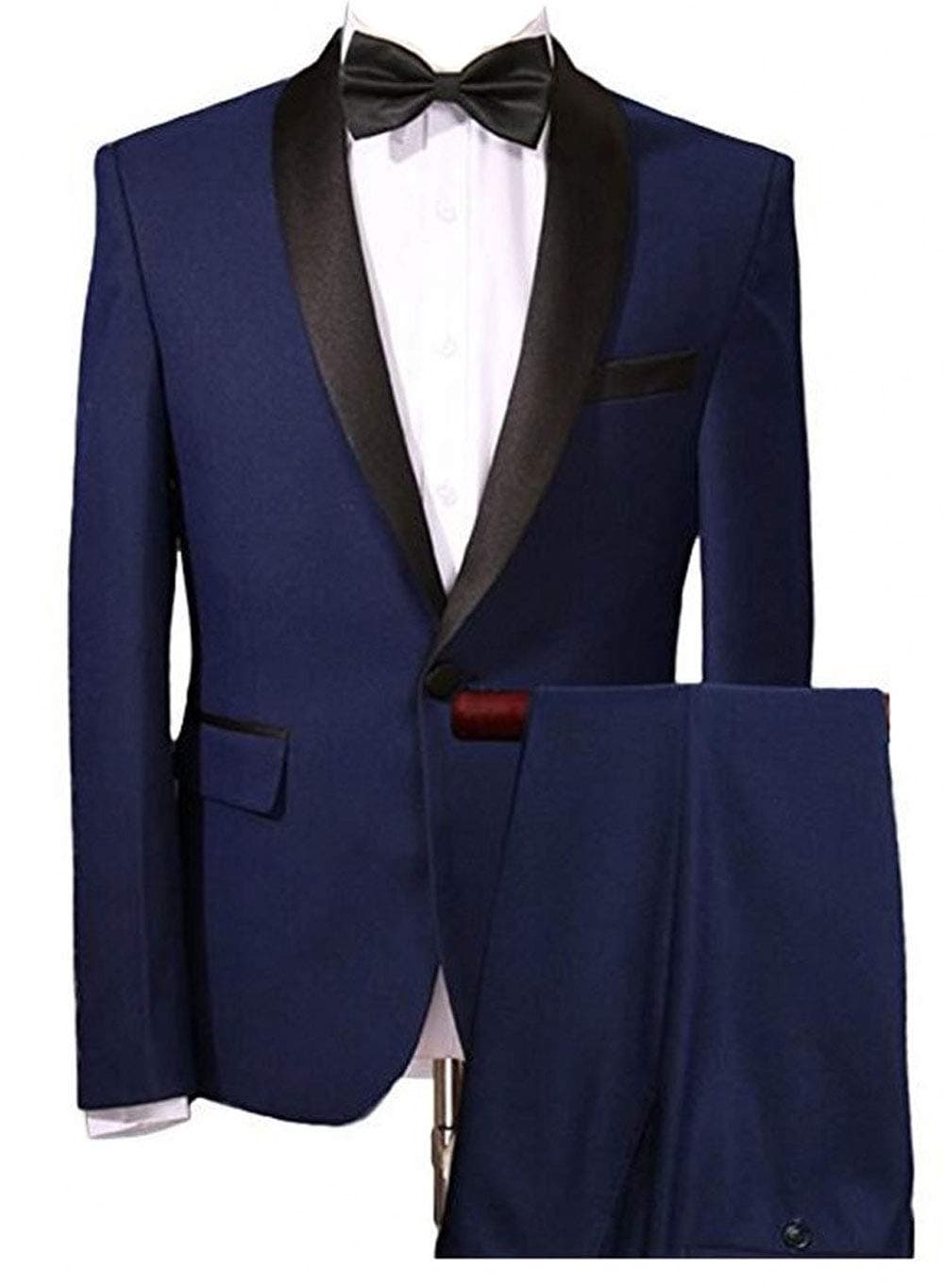 Men's Navy Blue Wedding Suits 2 Pieces One Button Men Suits Groom Tuxedos