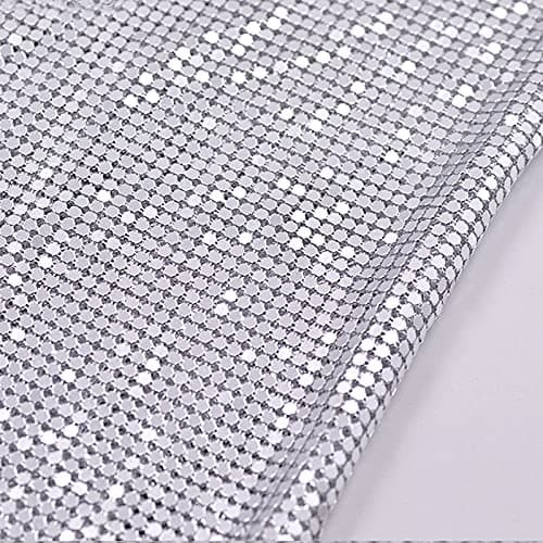 Craft Material Metal mesh Squin Fabric cuttable for Clothing Bag Making Party Decorations (Bright Silver Sequins) ¡­