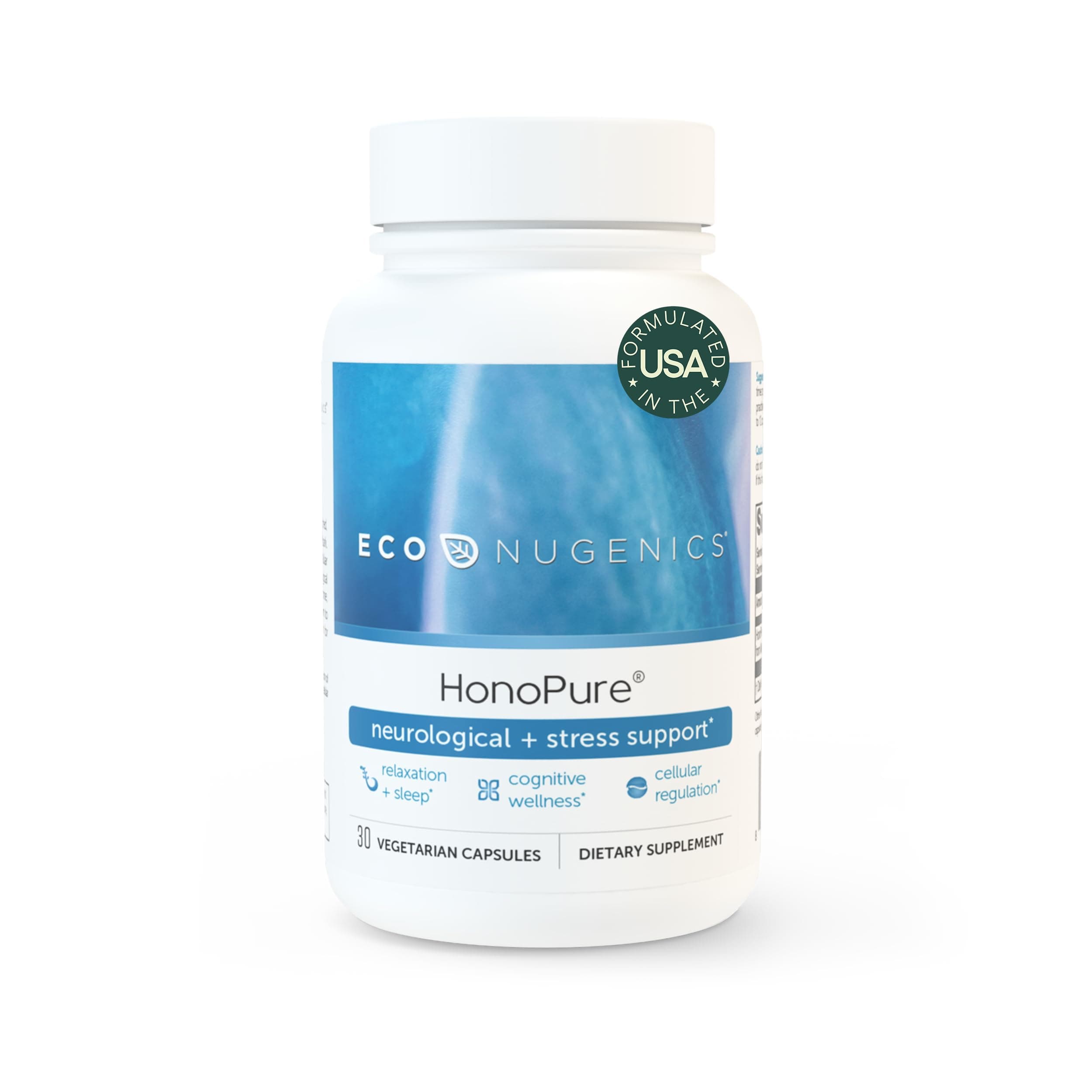 EcoNugenics HonoPure Magnolia Bark Extract – 98% Pure Honokiol Supplement Helps with Brain Function, Sleep Aid, Stress Relief & Overall Mood – Nootropic with GABA & Antioxidant Support – 30 Capsules