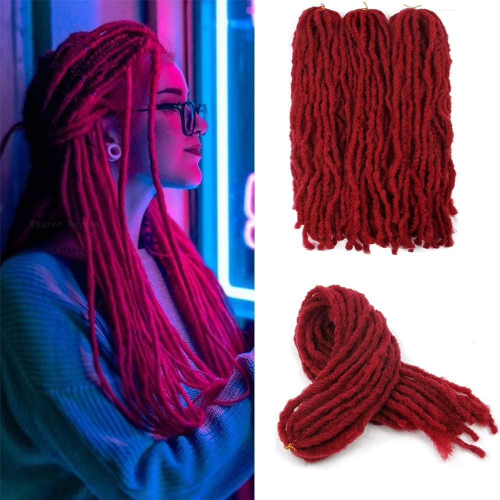 (3Packs) Dreads Handmade Synthetic Dreads Black Dreadlocks Extensions 18inch Fashion Hip-Hop Style 24Strands/Pack Synthetic Braiding Hair For Women/Men