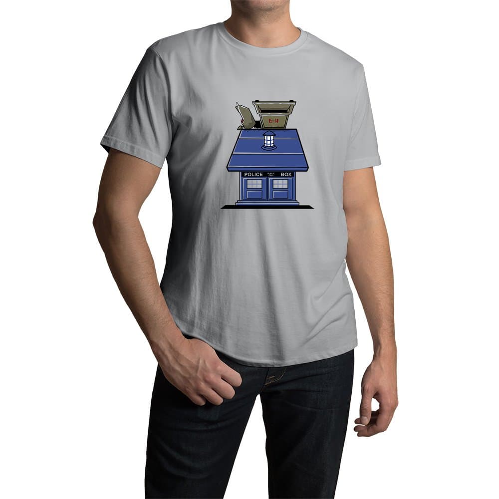 TopsHouse Men's Doctor Who Box Crewneck Short Sleeve T-shirt Grey M Apparel
