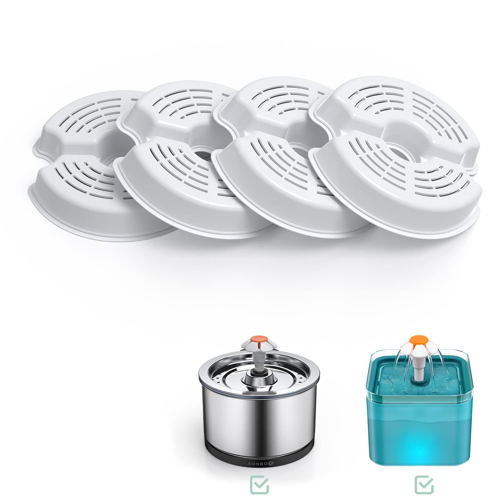 AONBOY Cat Water Fountain Filters, 4 x Cat Water Dispenser Filters, Dreifache Filtration, Meets Replacement Needs 2 to 4 Months