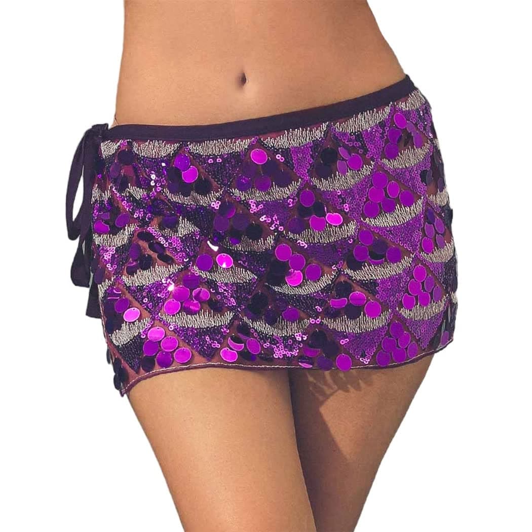 Victray Women's Dance Skirts Belly Dance Hip Scarf Skirt Sequin Sparkly Skirt Wrap Short Skirts Party Festival Costume