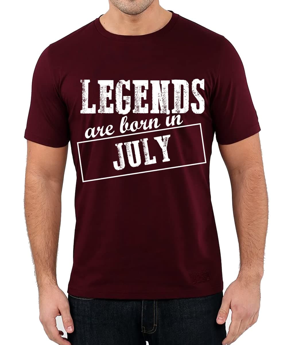 CaseriaMen's Cotton Printed T-Shirt -Legends are Born in July Pattern | 100% Cotton | Half Sleeves | Regular Fit | Printed | Round Neck | Graphic T Shirt