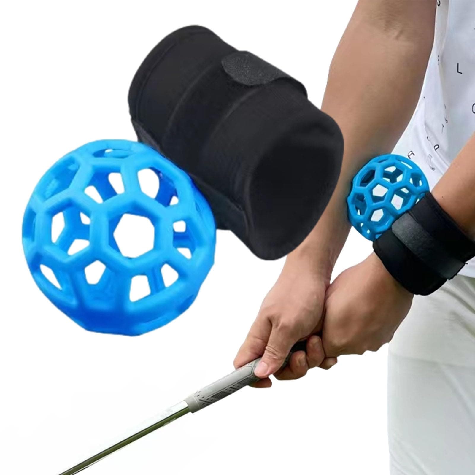 Golf Trainer Wristband Ball, Golf Smart Ball, Golf Swing Training Aid Golf Impact Ball Swing Posture Corrector Swing Training Aid Practice Tool for Men Women Kids Beginner Blue