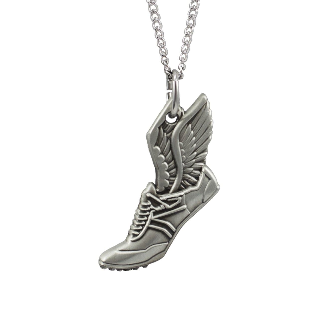 Women's Antique Finish Winged Shoe Necklace-Phil 4:13