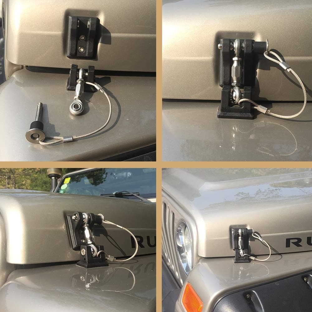 BESTAOO TJ Hood Latches, Locking Hood Latch Catch Kit for Jeep Wrangler TJ 1997-2006, Eliminates Hood Flutter, 1 Pair