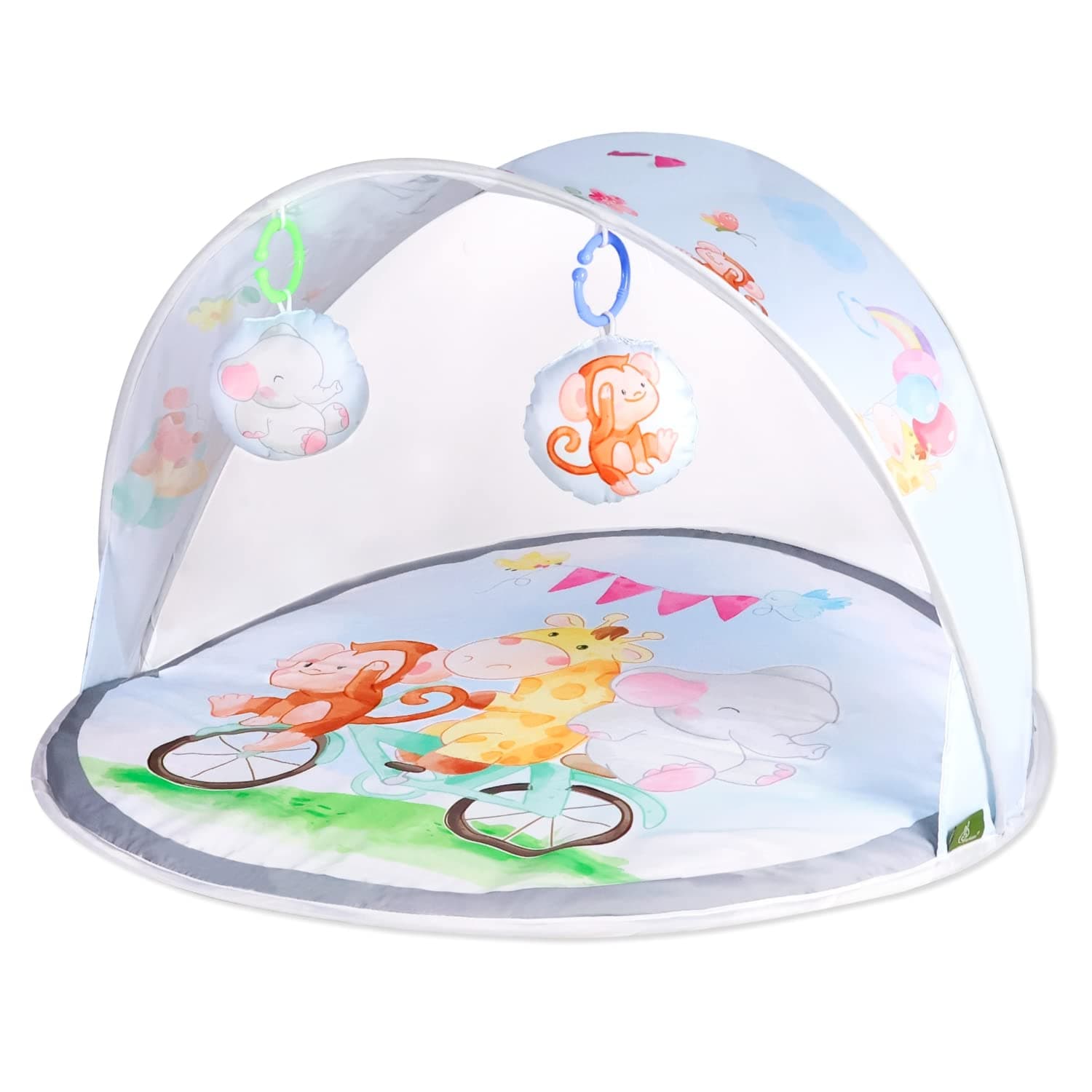 R for Rabbit First Play Safari Baby Play Gym, Activity Playgym Mat, Portable Playmat with Soft Hanging Toys for 2+ Month Infant Babies (Grey)