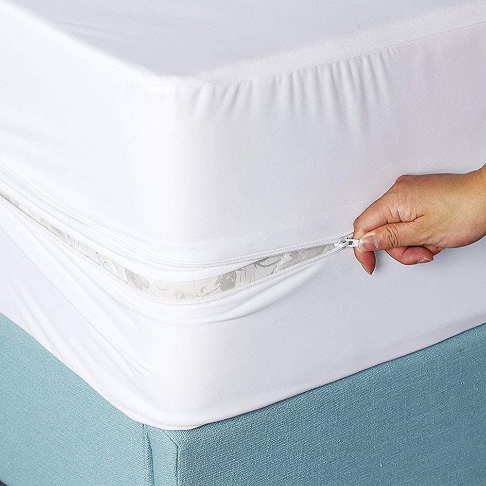 Single Bed Zipped Waterproof Mattress Protector Single with Zip Bed Fitted Sheet Zip Up Mattress Cover Encasement Protector All Round Protection 30cm Deep Fitted (Single 90x200cm+30cm)
