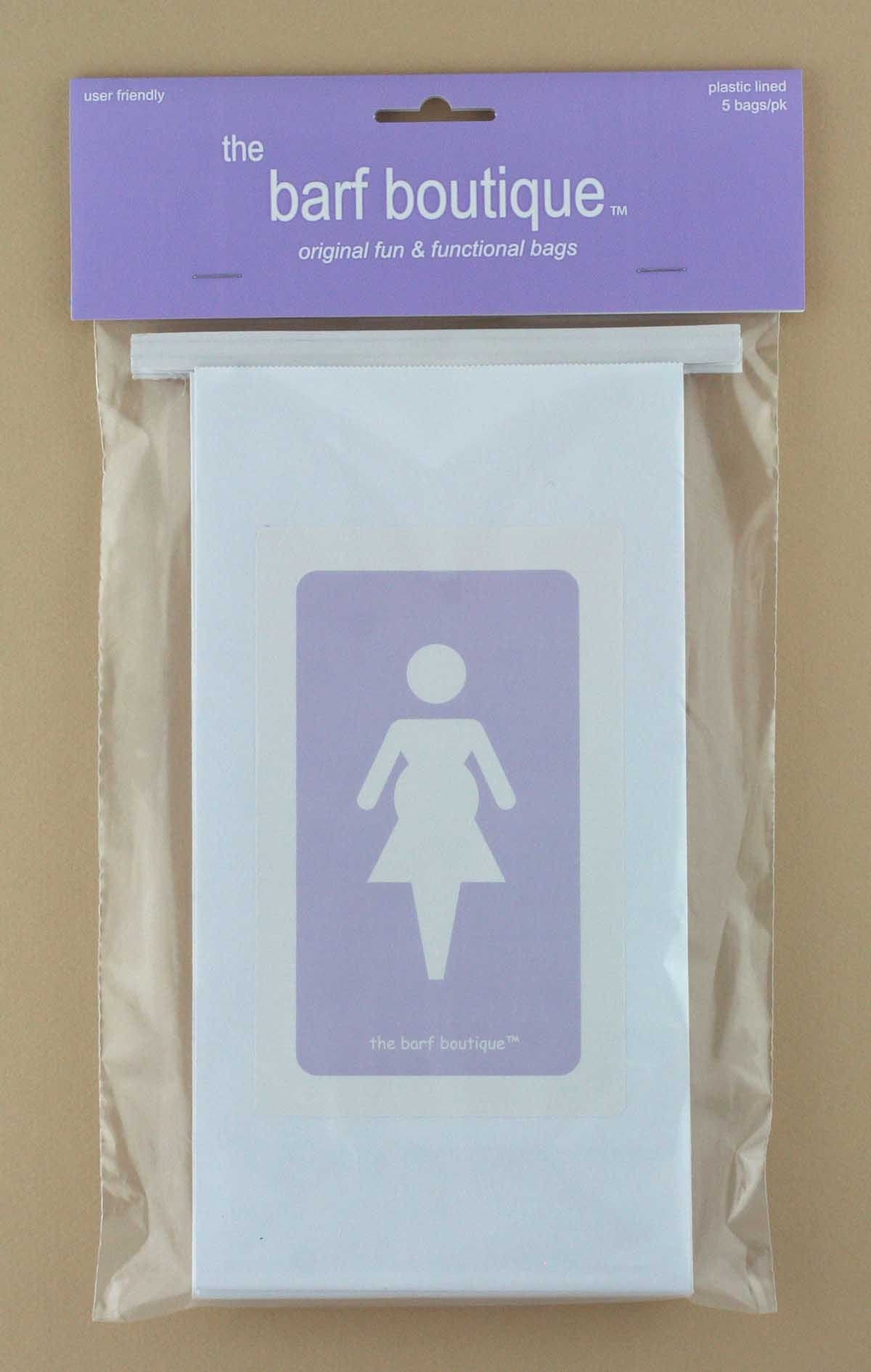 Purple "Pregnant Lady" Barf Bags - Morning Sickness Vomit Bags (5/pk)