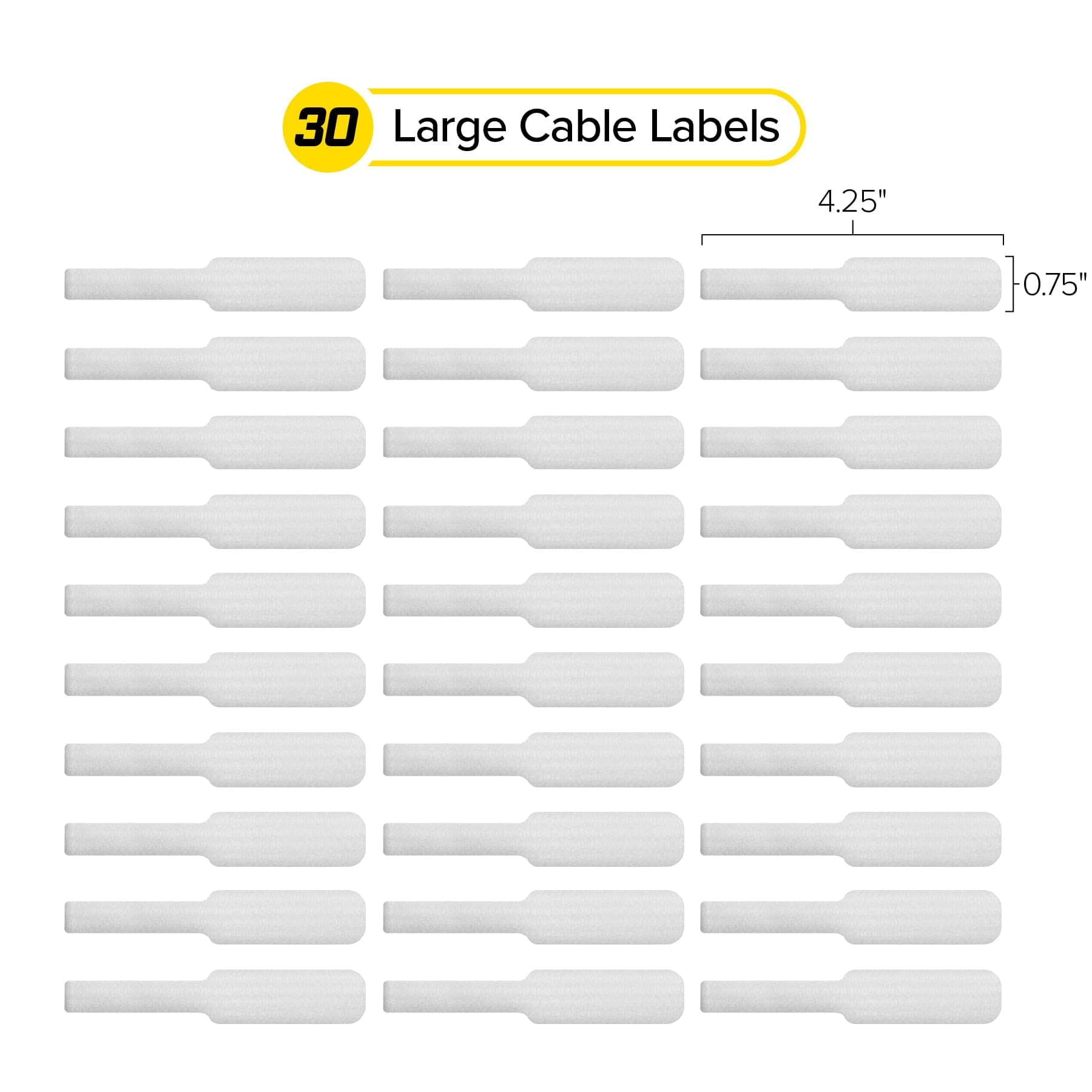 Cable Labels by Wrap-It Storage, Large, White (30-Pack) Write On Cord Labels, Wire Labels, Cable Tags and Wire Tags for Cable Management and Identification for Electronics, Computers and More
