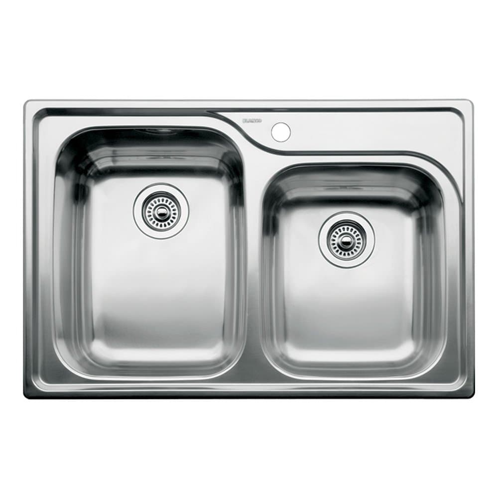 Blanco 510-885 Supreme 1-3/4 Double Bowl Drop-In Kitchen Sink, Satin Polished Finish