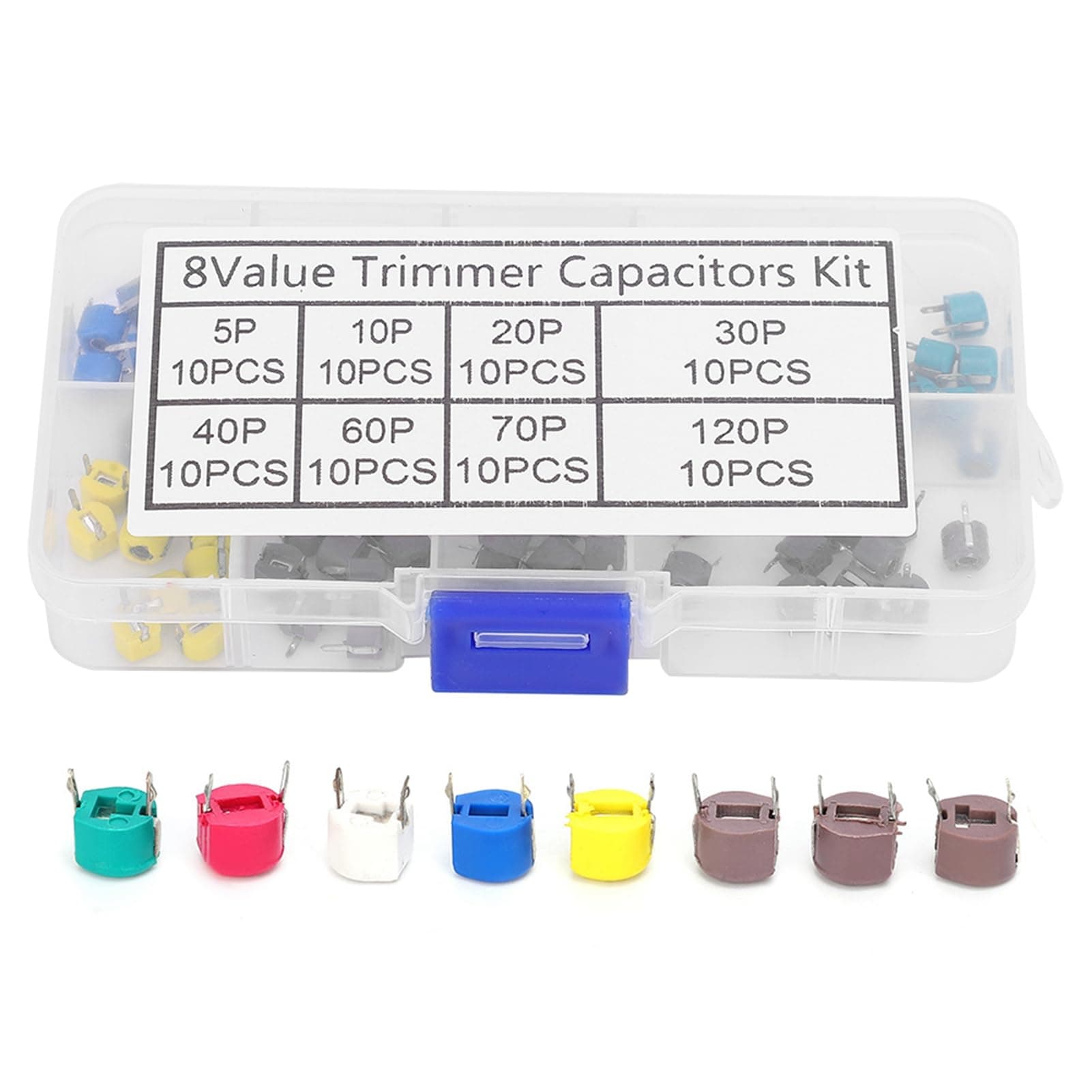 Trimmer Variable Capacitance Capacitor Kit - 80pcs 6mm Trimmer Capacitors (5/10/20/30/40/60/70/120P)