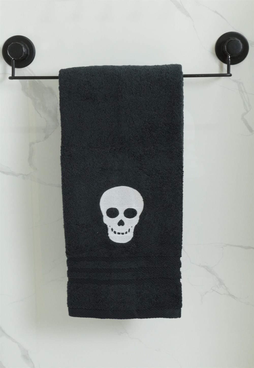 myhomeplus Dark Grey Skull - 27"x55" Bath Towel Embroideried - 100% Cotton