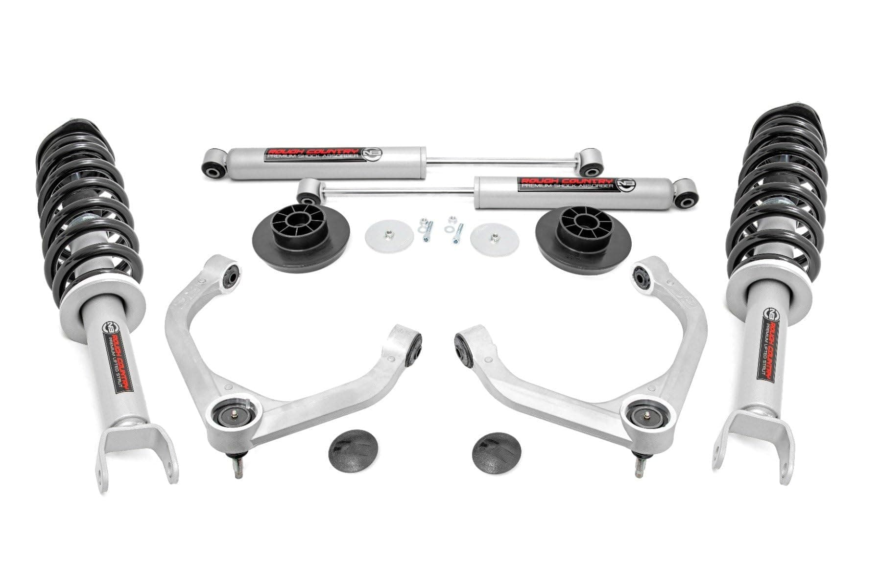 3" Suspension Lift Kit with N3 Struts & N3 Rear Shocks for Ram 1500 4WD (2012-2018) - Silver Upper Control Arms