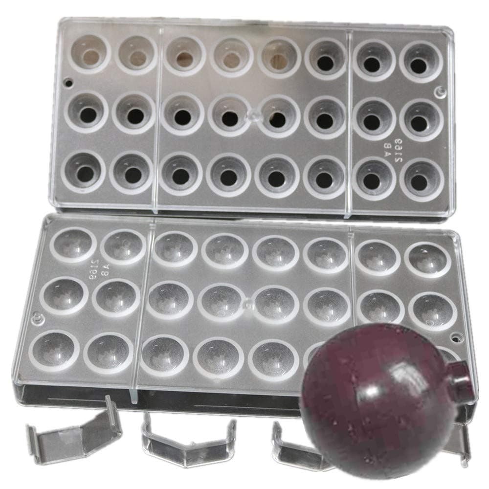 (2pcs/set) Latest Round 2.5cm diameter Ball shape chocolate mould tray with a hole Poly-carbonate Sweet Candy Mould