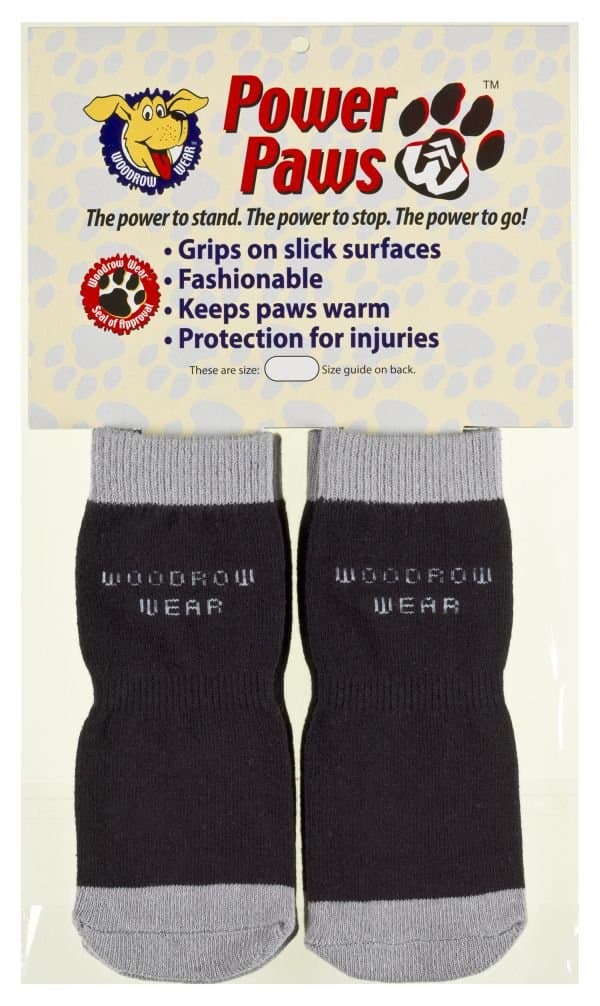 Power Paws - Paw Protection and Traction for your Pup - Black w/Gray Trim - XXS (Dog weight less than 12#)