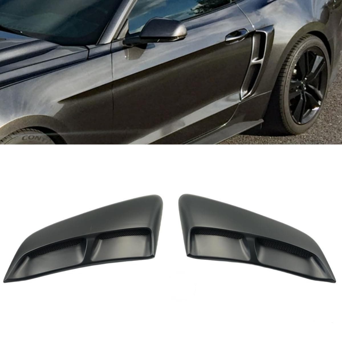 Rear Quarter Panel Side Body Fenders Door Scoop Air Outlet Trim Compatible with for Ford Mustang 2015-2023 (Matte Black)