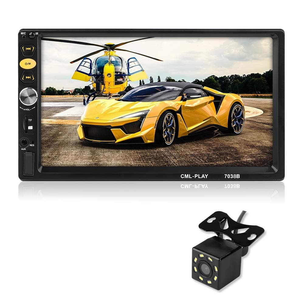 MiCarBa Universal 7-Inch HD 1024 * 600 Double Din Car Stereo Video Player,Touch Screen Car Stereo with Remote Control Support FM Android 4.0-8.0 Mirror Link Rear Camera (CL7038B)