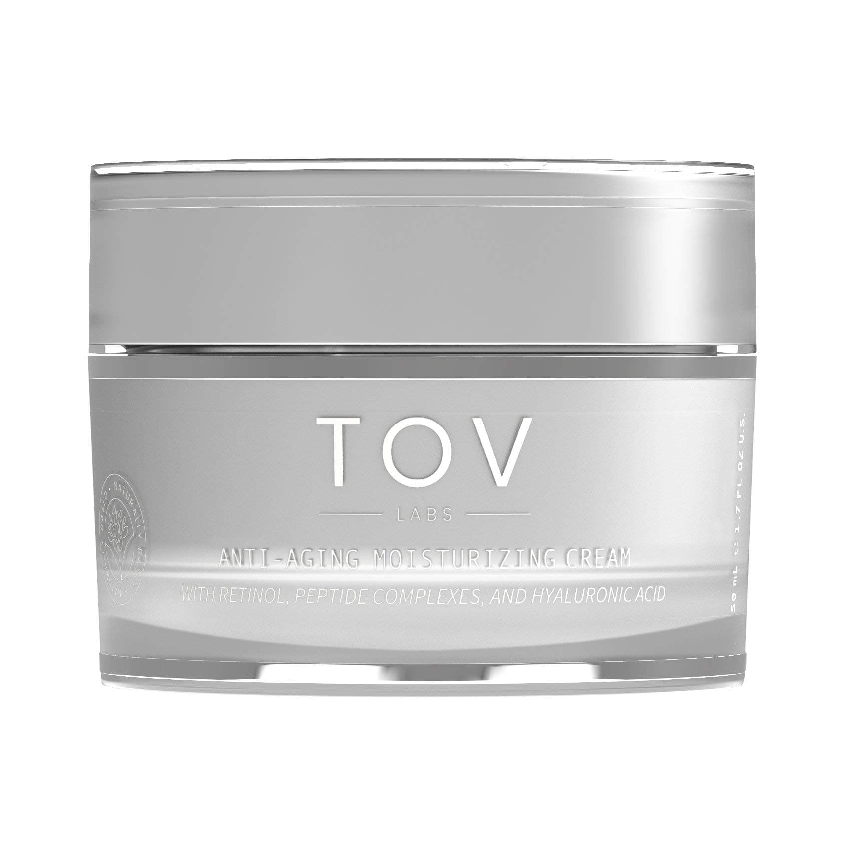 TOV LABS Anti Aging Moisturizing Cream, Fights Appearance of Wrinkles, and Fine Lines. Best DAY/NIGHT Cream, with Retinol, Peptide Complexes, Hyaluronic Acid (50 mL) Sensitive Skin Formula, Vegan