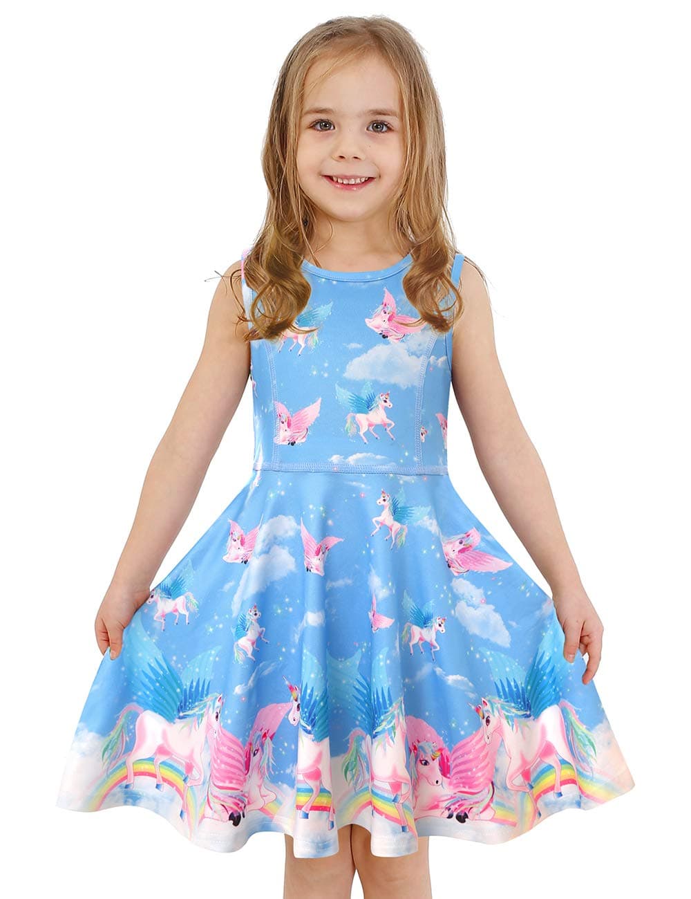 LaBeca Girls Dress Sleeveless Long Sleeve Kids Toddler Little Big Girl Unicorn Mermaid Casual Dresses